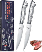 DRAGON RIOT Steak Knives Set of 2，Japanese Stainless Steel Steaks Knife With Serrated Edge Dinner Knife Diswasher Safe Steak Knives with Box