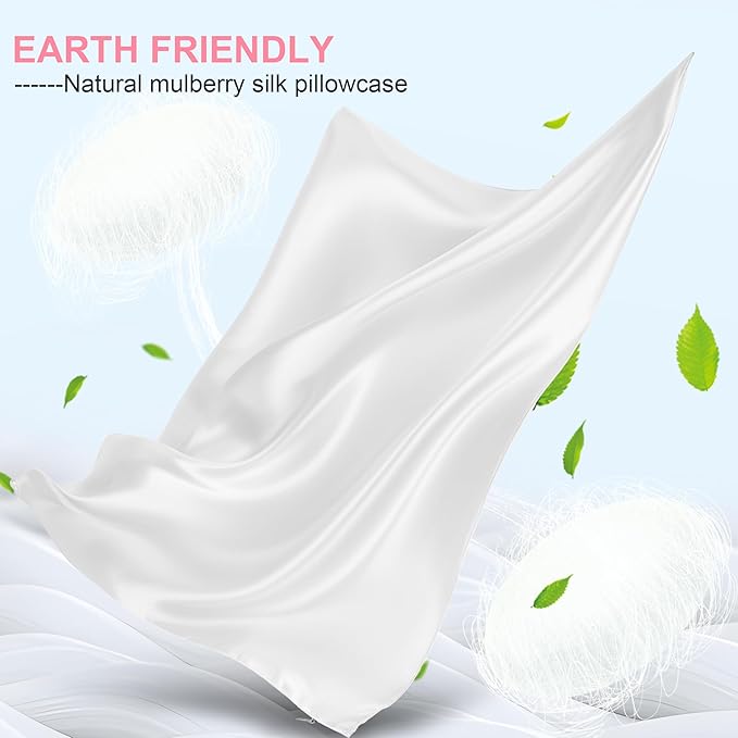 Mulberry Silk Pillow Cases King Size with Hidden Zipper, Ultra Smooth and Soft Breathable Cooling Silk Satin Pillowcase for Hair and Skin, Gifts for Women Men (Pure White, 20x36 Inches, 1 Pack)