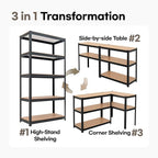 HOMEDANT House Black 5-Tier Laminated Metal Shelving Unit Adjustable Storage Utility Rack Heavy Duty Shelves Organization Shelf Kitchen Garage Pantry Closet 2Pack