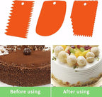 Cake Scraper, Cake Smoother Scraper Set, Dough Scraper Icing Scraper Polisher Tool, Cake Decorating Comb, Icing Smoother Plastic Sawtooth Cake Icing Kitchen Baking Cake Edge (Orange)