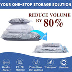 Vacuum Storage Bags, 8 Medium Space Saver Vacuum Sealed Bags for Clothes, Compression Bag Blanket Storage Travel Essentials