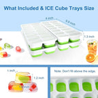 Ice Cube Tray, Ice Cube Trays for Freezer 4 Pack with Lids, Ice Tray Easy-Release, Ice Trays for Freezer Stackable, Silicone Ice Cube Tray for Drinks, Coffee - BPA-Free and Odor-Free