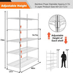 Land Guard 5 Tier Adjustable Metal Storage Shelves Heavy Duty, Chrome Garage Storage Racks and Shelving with 350 Pounds Per, Wire Shelves for Closets, Repository, Kitchen (5-Tier, 72" H×48“L×16”W)