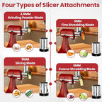 Stainless Steel Slicer Shredder Attachment for KitchenAid Stand Mixers, Large Vegetable Slicer Cheese Grater Attachment for Kitchenaid, Salad Maker Grinding Powder with 4 Blades