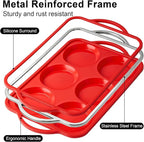 2 Pack 4 Inch Silicone Egg Molds for Breakfast Sandwiches with Metal Frames, Jumbo Size Muffin Top Pans, Silicone Egg Bite Baking Trays, BPA Free & Non-Stick