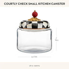 MACKENZIE-CHILDS Courtly Check Kitchen Canister, Decorative Black-and-White Glass Storage Jar with Lid, Small