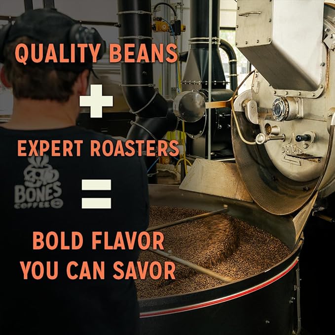 Bones Coffee Company Sugar Rush, Sugar Cookies Flavored Coffee, Medium Roast Low Acid Arabica Beans Compatible with Auto drip and French Press Coffee Maker, 12 Oz Ground