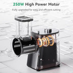 Electric Cheese Grater Upgraded, 250W Electric Slicer Shredder, Automatic Cheese Shredder, Electric Salad Machine for Fruits, Vegetables, Cheeses，Salad Maker With 5 Different Shapes of Blades