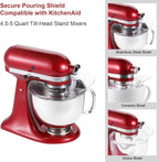 Pouring Shield for KitchenAid-Secure Pouring Shield with Removable Pour Spout for KitchenAid 4.5-5 Quart Tilt-Head Stand Mixers, Splatter Guard Fits for Stainless Steel, Glass, Ceramic Bowls
