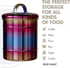 Amici Home Rainbow Metal Storage Canister | Dry Food Storage Container | Airtight Lid | 64 Ounce Capacity | Modern Home Décor | Decorative Metal Canister for Kitchen Countertop (Large)