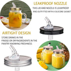 Mason Jar Pour Spouts. free flow Mason Jar Pour Spouts, mason jar for spout regular mouth size 70mm dispenser germination cover. Leak-Proof 22-Pack + 44 Black Lid Caps (22 Pack BlacK)