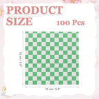 PATIKIL 5.9" x 5.9" Waxed Paper Sheets, 100Pcs Square Pattern Oil-absorbing Dry Food Wrapping Paper for Bakery Coffee Shop Home Baking Kitchen DIY, Green