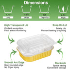 40 Pack 2LB Gold Aluminum Foil Pans with Lids Heavy Duty 7.2"×5"×2.2" Foil Food Containers with Lids, Tin Foil Pans for Baking, Meal Prep, Freezer, Heating and Takeout