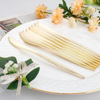 I00000 90 Pcs Gold Plastic Knives,Plastic Silverware, Gold Disposable Utensils, Heavy Duty Disposable Knives Dinnerware Perfect for Parties, Wedding & Dinners
