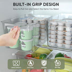 BALEINE Clear Plastic Storage Bins, Pantry Organization, BPA Free Stackable Refrigerator Organizers and Storage with Handles for Kitchen Fridge Cabinet Bathroom (6PK, 13x7.4x6.2)
