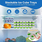 Ice Cube Tray, Ice Cube Trays for Freezer 3 Pack with Lids, Ice Tray Easy-Release, Ice Trays for Freezer Stackable, Silicone Ice Cube Tray for Drinks, Coffee - BPA-Free and Odor-Free