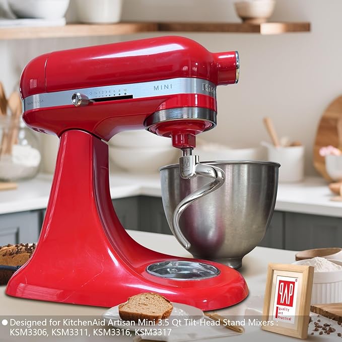 Spiral Dough Hook Replacement for KitchenAid 3.5 Qt. Tilt-Head Stand Mixers/Polished 18/8 Stainless Steel Accessories/No coating/Dishwasher Safe/Compatible for KSM3311/3316/ Artisan Mini Series
