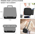 Kids Bento Lunch Box with 8oz Soup Thermo, Water Bottle, Kids Leakproof Lunch Food Containers with 4 Compartment, Insulated Hot Food Jar with Lunch Bag for School, Trvael (Black)