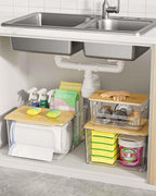 Trash Bag Dispenser Holder - 3 in 1 Acrylic Plastic Garbage Bag Pantry Organizer, Clear Large Laundry Pods Container with Lid, Stackable Under Sink Kitchen Laundry Room Organization and Storage