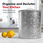 Amici Home Newport Galvanized Metal Canister | Dry Food Storage Container | Airtight Lid | 156 Ounce Capacity | Farmhouse Décor | Rustic Metal Canister for Kitchen Countertop (Silver)