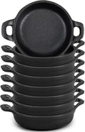 Mini Cast Iron Skillets 5 x 5 x 1.3 Inch Cast Iron Pan Small Ramekin Set Black Casserole Dish Cookware Oven Safe Mini Skillets for Kitchen Indoor Outdoor Picnic (8 Pack)