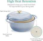 Best Choice Products 6 Quart Enamel Cast-Iron Round Dutch Oven, Family Style Heavy-Duty Pre-Seasoned Cookware for Home, Kitchen, Dining Room, Oven Safe w/Lid, Dual Handles - Cornflower Blue