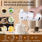 Portable Electric Kettle with Drinking Spout, Plug-in with Travel Bag, 450mL 304 Stainless Steel, 4 Preset Temp, Rapid Boiling – Home/Office/Hotel/Caravan/Dorm/Business Trip