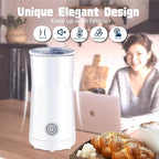 Simple Milk Frother, 2 in 1 Milk Steamer and Frother, Electric Milk Steamer, Milk Warmer and Hot Milk Foam Maker for Latter, Macchiato, Cappuccinos (White)