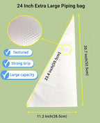 Extra Large Piping Bags 24 Inch - 100Pack Disposable Pastry Bags - Thick Anti-Burst Pastry Icing Frosting Piping Bags For Decorating Cupcakes Cakes Cookies (Extra Large 24 Inch-100 Pack)