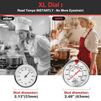 Upgraded Candy Thermometer Waterproof IP67 - Oil Thermometer for Frying with Clips - 9" Side of Pot Rainbow dial Thermometer Deep Fry for Oil Candy Candle BBQ - Silver XL