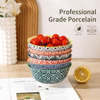 Cereal Bowls Set of 6 for Kitchen, 23oz Ceramic Bowls for Soup, Salad, Dessert, Rice, Serving, Oatmeal, Dishwasher & Microwave Safe, Assorted Colors