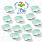 Dishwasher Cleaner, Heavy Duty, Septic Safe, Removal of Odors, Limescale, Smell, Grime, and Calcium - 12 Tablets - 12 Month Supply - Unscented