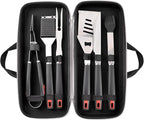 Grilling Accessories Set Spatula Fork Cleaning Brush Food Tongs Carving Knife Basting Brush Durable Stainless Steel BBQ Grill Tools with Extra Thick Storage Case BBQ Accessories Grill Set