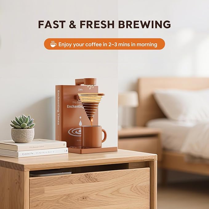 Portable Detachable One Cup Coffee Maker,Automatic Pour Over Coffee Maker, Portable Drip Coffee Maker with Reusable Filter for Home,Office,Hotel,Traveling or Business Trip,300ml,10oz