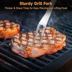 SHINESTAR Heavy Duty Grill Tools Set, Stainless Steel Grilling Accessories with Spatula, Tongs, Fork and Basting Brush, 4PCS, Ideal Grilling Gifts for Man