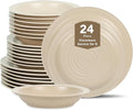 Stone Lain Orbit 24-Piece Dinnerware Set Stoneware, Plates and Bowls Set, Pasta Bowls, Microwave and Dishwasher Safe, Dish Set for 8, Beige