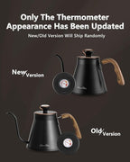 Harriet Gooseneck Kettle with Thermometer for Pour Over Coffee and Tea, 37 fl oz, Stainless Steel, Durable 3-Layer Base, Ideal Spout for Precision Pouring, Compatible with all Stove Tops, Black