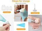 Kootek 54 in 1 Piping Bags and Tips Set with 13 Large Size Piping Tips, 35 Standard Size Icing Tips, 2 Reusable Pastry Bags 12 Inch, Cake Decorating Kit Supplies, Frosting Piping Kit for Cake, Cupcake