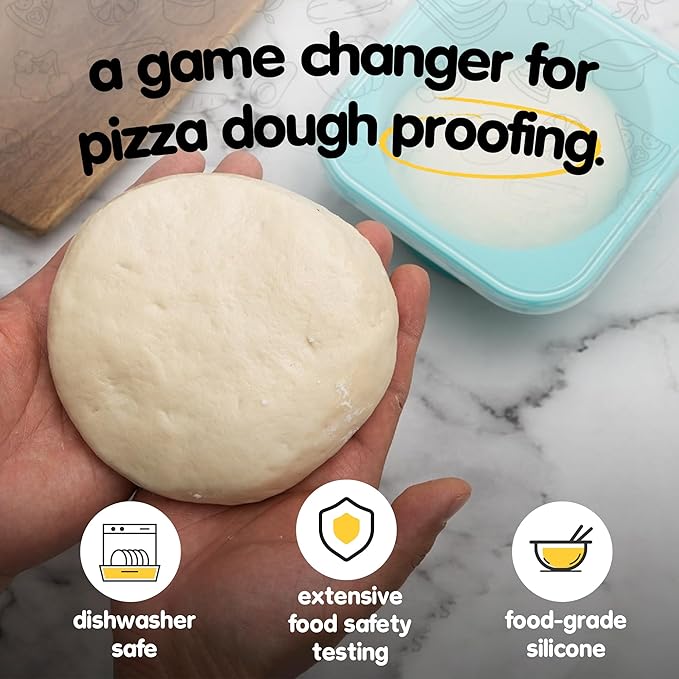 Stackable Silicone Artisan Pizza Dough Proofing Containers with Lids (3 Red)