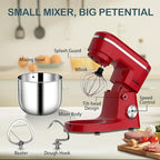 Household Stand Mixer with 6.5 Quart Bowl, Electric Food Mixer 10+p Speeds 660W, Kitchen Tilt-Head Bread Dough and Cake Mixers with Dough Hook, Whisk, Beater, Splash Guard and Egg Separator (Red)