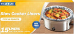 SMARTAKE Slow Cooker Liners, Large Size 13"x 21" Disposable Cooking Bags, Fit 3QT to 8QT for Slow Cooker, Cooking Trays, Suitable for Oval & Round Pots, 15 Liners