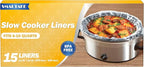 SMARTAKE Slow Cooker Liners, Extra Large Size 14"x 22" Disposable Cooking Bags, Fit 6QT to 10QT for Slow Cooker, Cooking Trays, Suitable for Oval & Round Pots, 15 Liners