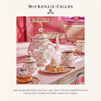 MACKENZIE-CHILDS Rosy Check Kitchen Canister, Decorative Pink-and-White Glass Storage Jar with Lid, Medium