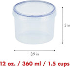 LocknLock Easy Essentials Twist Food Storage lids/Airtight containers, BPA Free, Short-12 oz-for Coffee, Clear