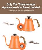Harriet Gooseneck Kettle with Thermometer for Pour Over Coffee and Tea, 37 fl oz, Stainless Steel, Durable 3-Layer Base, Ideal Spout for Precision Pouring, Compatible with all Stove Tops, Orange