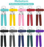 10 Colors, Manual Handheld Heavy Duty Hand can Opener Smooth Edge Stainless Steel, Top Lid Kitchen Gadgets, Best Large Rated Easy Turn Knob, with Bottle Opener, Red