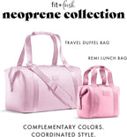 Fit & Fresh Remi Neoprene Lunch Bag For Women - Meal Prep Kit with Containers & XL Ice Pack, Self Insulating Neoprene-like Material, Machine Washable Lunch Bag, Tear-Resistant, Stain-Resistant, Pink