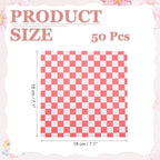 PATIKIL 7.1" x 7.1" Waxed Paper Sheets, 50Pcs Square Pattern Oil-absorbing Dry Food Wrapping Paper for Bakery Coffee Shop Home Baking Kitchen DIY, Red