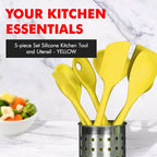 Chef Craft Premium Silicone Kitchen Tool and Utensil Set, 5 Piece, Yellow