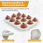 2-Pack Healthy Baking Cupcake Pan| Non Stick 12-Cup Muffin Pan | Durable & Easy Clean Muffin Tin | Perfect for Cupcakes, Muffins (Beige)